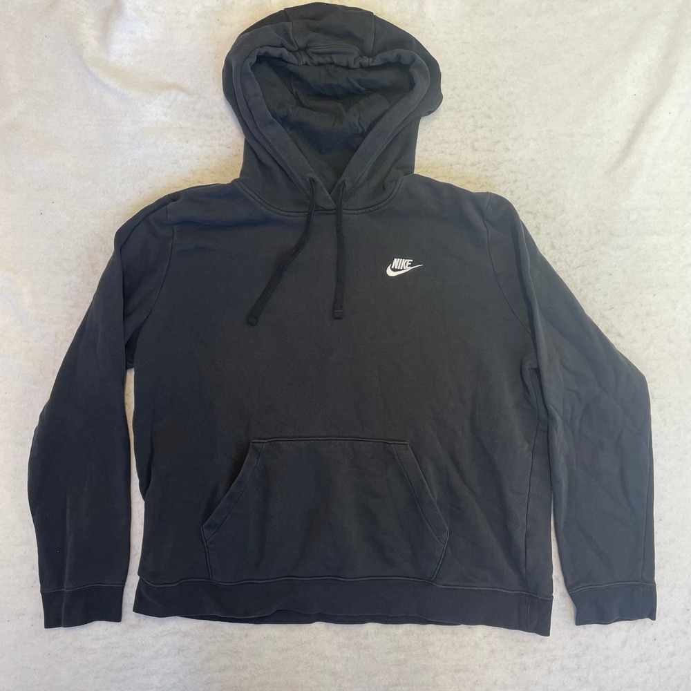 Nike Pullover Hoodie Mens XL Black Faded Fleece Long Sleeve Casual